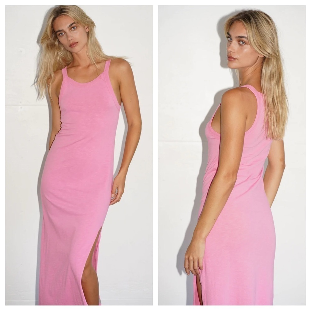 LNA Candi pink front slit maxi dress 37439